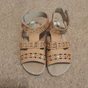 Rachel Shoes Girls Size 13 Gladiator Sandals Tan Flower Prints